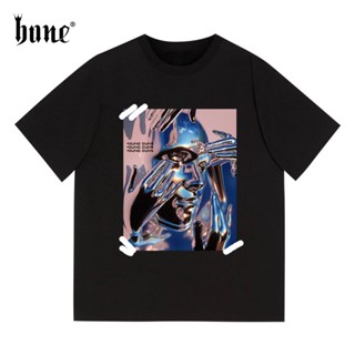 T-shirt cyberpunk liquid metal robot printing new trendy brand loose couple short sleeves._12