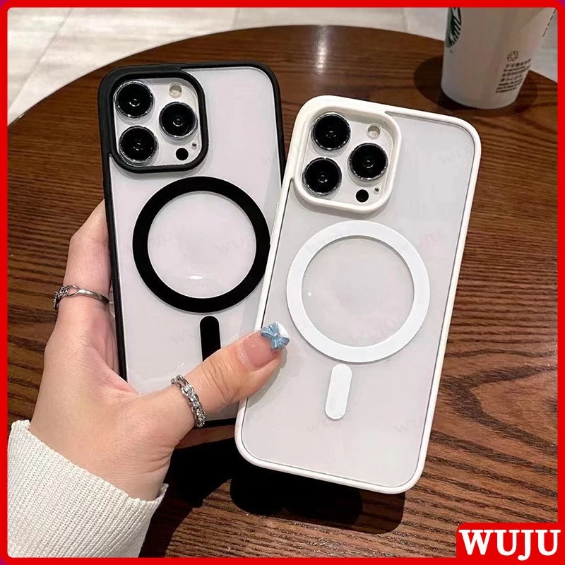 WUJU การชาร์จแบบไร้สายด้วยแม่เหล็กอะคริลิกใสด้าน เคสโทรศัพท์ เคสไอโฟน เคสไอโฟน Case Compatible For iPhone 17 16 11 12 13 14 15 Pro Max XR X XS Max Plus Air