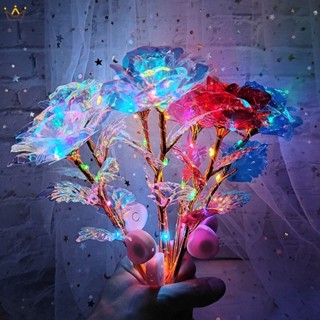 ดอกกุหลาบประดิษฐ์ สีทอง 24K หลายสี สําหรับตกแต่ง YUE