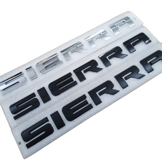 1 x ABS โครเมี่ยม สีดํา SIERRA โลโก้ตัวอักษร รถ อัตโนมัติ ด้านหลัง ฝาด้านหน้า ตราสัญลักษณ์ สติกเกอร์ รูปลอก เปลี่ยน สําหรับ GMC SIERRA