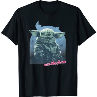 เสื้อยืดแขนสั้นเสื้อยืดโอเวอร์ไซส์เสื้อยืด พิมพ์ลาย Star Wars The Mandalorian Grogu Use The Force R14 สําหรับผู้ชายS-4XL