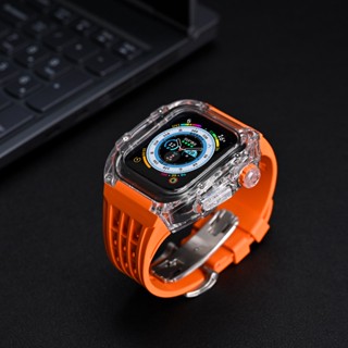 สายนาฬิกาข้อมือซิลิโคนใส หรูหรา สําหรับ iWatch 8 7 44 45 มม. 49 มม.