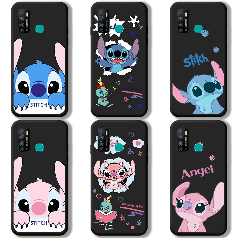 ปลอก Tecno KE5 KE5k KE7 KE6J CE7j LG7n LE7 LG6n การ์ตูนคู่ Stitch ซิลิโคนอ่อนนุ่มเคสโทรศัพท์สีดํา Fu