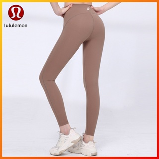 Lululemon ใหม่ กางเกงเลกกิ้งขายาว เอวสูง สองด้าน สีนู้ด สําหรับสตรี เหมาะกับการเล่นโยคะ K021