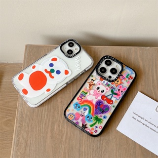 【Stickers Bear】casetify เคสป้องกันโทรศัพท์มือถืออะคริลิค แบบแม่เหล็ก ลายตัวอักษร สําหรับ iPhone 14 Pro MAX 11 12 13 Pro MAX 14 Plus