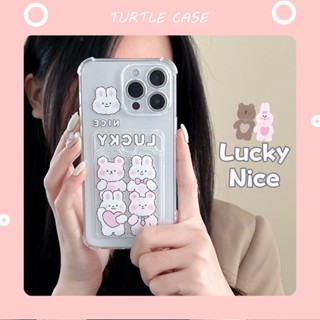 [พร้อมส่ง] เคสโทรศัพท์มือถือ ลายการ์ตูนกระต่าย พร้อมช่องใส่บัตร สําหรับ Apple iPhone 14 13 12 11 PROMAX XS XR XSMAX SE2020 6 7 8PLUS MINI