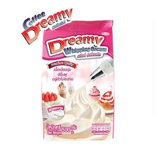 ดรีมมี่ วิปปิ้งครีม ชนิดหวาน 500 ก. (Dreamy Whipping Cream,สีชมพู ,สูตรหวาน ,วิปปิ้งครีมหวาน ,เครปเย็น ,วิปปิ้งครีม