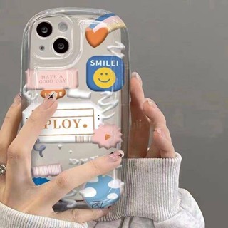 เคสโทรศัพท์มือถือซิลิโคน TPU ใส แบบนิ่ม พิมพ์ลายฉลาก กันกระแทก สําหรับ iPhone 11 14 13 12 Pro XS Max X XR 7 8 Plus