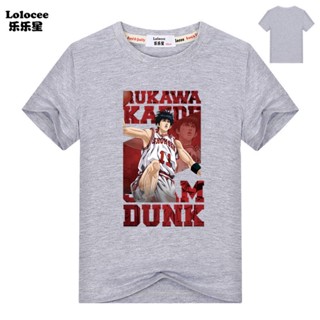 S-5XL New Slam Dunk T Shirt Summer Anime Slamdunk Sakuragi Hanamichi Rukawa Kaede T-Shirts Boys Loose Short Sleeve Tees_