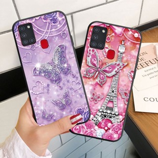 เคสโทรศัพท์มือถือ ซิลิโคนนุ่ม ลายผีเสื้อ ประดับเพชร สําหรับ Samsung Galaxy A11 A21S A31 A51 A71