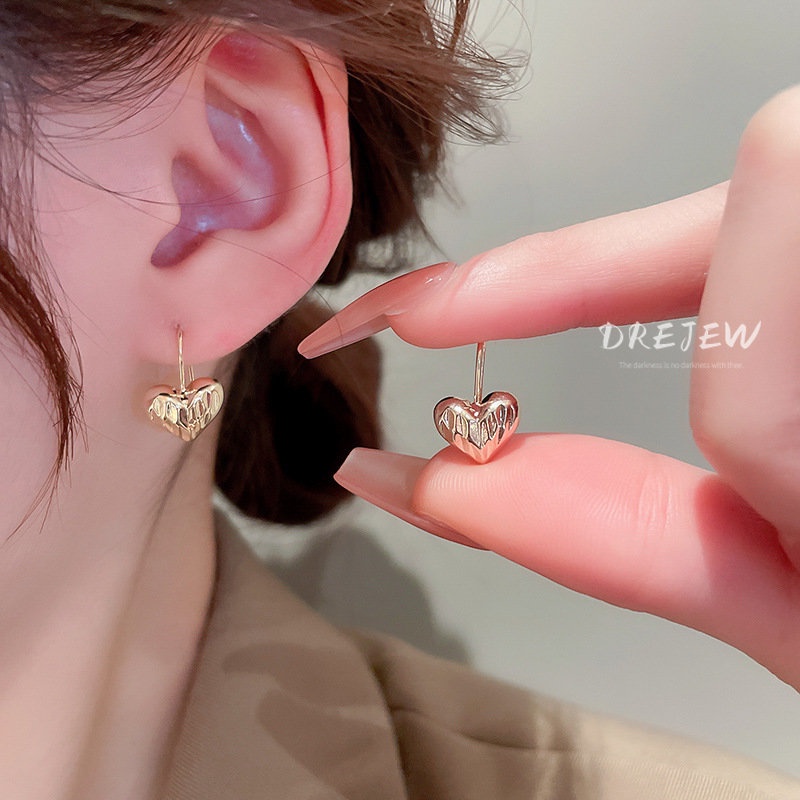 DREJEW ต่างหูโลหะชุบทองแท้ รูปหัวใจ เรขาคณิต สําหรับผู้หญิง