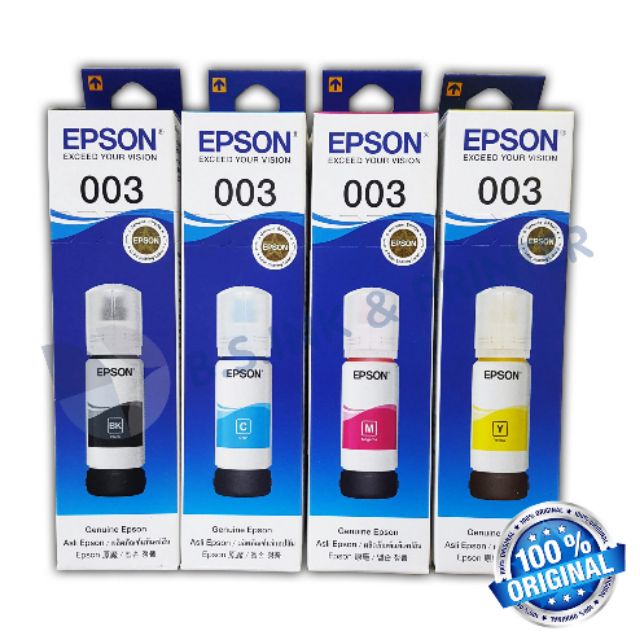หมึกเติมแท้ Epson 003 มีกล่อง ของแท้100% รุ่น Lหมึกปริ้น/หมึกสี/หมึกปริ้นเตอร์/หมึกเครื่องปริ้น/ตลับหมึก