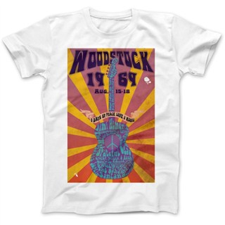 [S-5XL] Woodstock เสื้อยืดลําลอง แขนสั้น พิมพ์ลาย Woodstock Festival 1969 Hippie S Premium Peace Music เข้ากับทุกการแต่