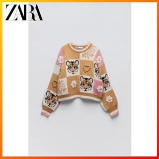 Zara เสื้อกันหนาว ผ้าถัก ลายเสือ แฟชั่นฤดูใบไม้ผลิ สําหรับผู้หญิง