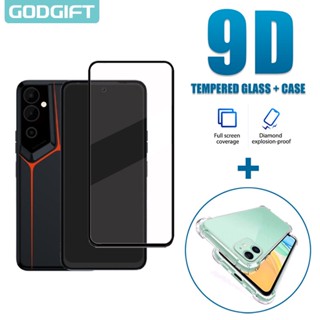 Godgift 2 in 1 ฟิล์มกระจกนิรภัยกันรอยหน้าจอ พร้อมเคสซิลิโคน กันกระแทก สําหรับ Tecno Pova 4 Pro Pova 4 3 Neo 2 4G 5G Spark 9 8 Pro 8P 8C 8T