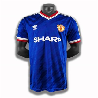 เสื้อกีฬาแขนสั้น ลายทีมชาติฟุตบอล MU Third Retro Jersey 86-87 สไตล์วินเทจ