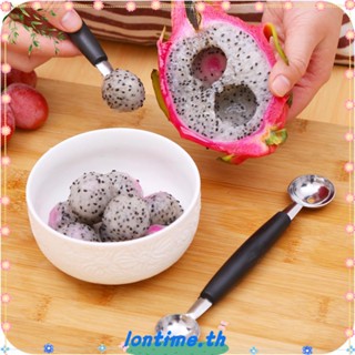 lontime ช้อนสแตนเลสแบบสองหัวสําหรับตักไอศกรีมผลไม้