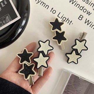 Black and White Star Hair Clip Simple and Versatile Five-pointed Star Clip Headdress Bangs Broken Hair Clip Side Duckbill Hair Clip Female