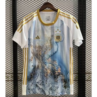 เสื้อกีฬาแขนสั้น ลายทีมชาติฟุตบอล Argentina Map Edition 23-24 ชุดเยือน แห้งเร็ว สําหรับผู้ชาย S-XXXXL