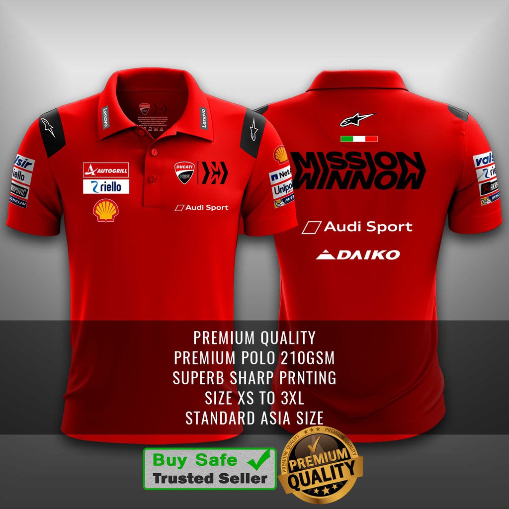 เสื้อยืดโปโล ลายทีม MotoGP2024 Polo Ducati สีแดง