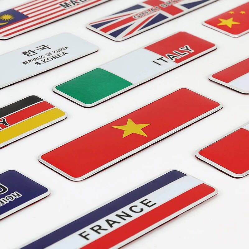 Car Personality Metal Flag Car Logo Five-Starred Red Flag Bumper Stickers US UK Germany France Car B