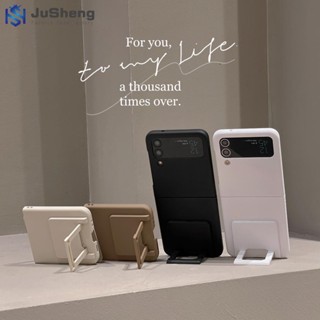 Jusheng เคสโทรศัพท์มือถือหนัง ฝาพับ พร้อมช่องใส่บัตร และสายคล้องยาว สําหรับ Samsung Z Flip5 Z Flip4 Z Flip3