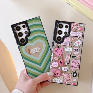 เคสโทรศัพท์มือถือ พลาสติกแข็ง TPU นิ่ม แต่งกระจกแต่งหน้า ไล่โทนสี ลายหัวใจน่ารัก สําหรับ Samsung Galaxy S23 Ultra S23 Plus S22