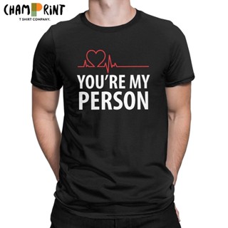 เสื้อยืดแขนสั้นใหม่ เสื้อยืดคอกลม ผ้าฝ้าย 100% พิมพ์ลายหัวใจ Youre My Person Heartbeat สไตล์วินเทจ ของขวัญ สําหรับผู้ชา