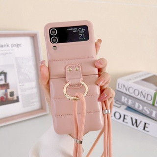 เคสโทรศัพท์มือถือ พร้อมสายคล้อง หรูหรา สําหรับ Samsung Z Flip3 Z Flip4