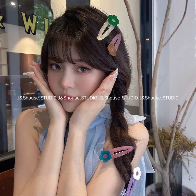 Kf583 กิ๊บติดผมหน้าม้า ดอกไม้อะซิเตท หวานแหวว สไตล์เกาหลี จระเข้ เครื่องประดับสําหรับผู้หญิง