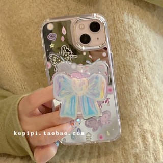 เคสโทรศัพท์มือถือนิ่ม กันตก ป้องกัน ลายโบว์ ประดับกลิตเตอร์ สีฟ้า สําหรับ Iphone 14promax Apple 13 12 11 14pro 13promax 13