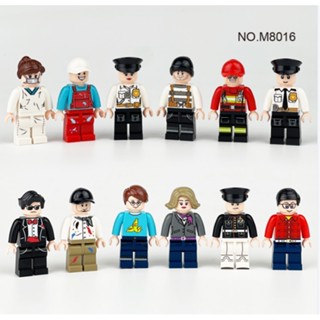 12pcs City Series 1803 Minifigures Police Doctor Fireman Building Blocks Action Figure DIY Kids Toys Gifts In Stock action figures JY