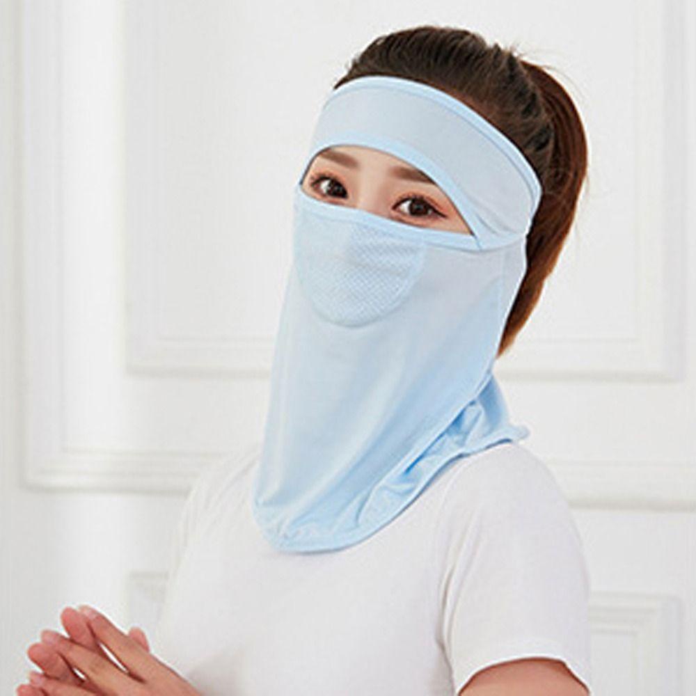 Fuzou หน้ากากกันแดด uv ผ้า ปิด หน้า จีน หน้ากาก กันแดด ฤดูร้อน เดินป่า หน้ากาก ปรับได้ กลางแจ้ง ผ้าเรยอน สีพื้น ป้องกันรังสียูวี ผ้าพันคอ ป้องกันแสงแดด หน้ากาก ปกปิดหน้า ผู้หญิง คอ