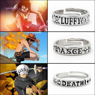 Aasleaty แหวนเงินสเตอร์ลิง 925 ลายการ์ตูนอนิเมะ One Piece Limited Luffy Death Hat Trafalgar Law Portgas D Ace ของขวัญคอสเพลย์