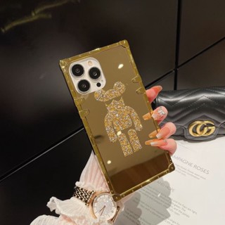 For TECNO Pova 2 POP 5 Go Spark 6 7 8 9 9T Camon 15 16 17 18 18T Pro 19 NEO Fashion Gold Mirror Bear Square Phone Case