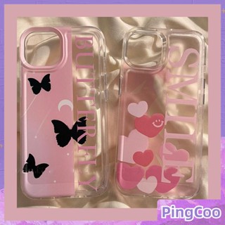 PingCoo - Space Case For iPhone 14 13 12 11 Pro Max 6 7 8 Plus XR Silicone Soft Big Hole Transparent Case Pink Butterflies Camera Protection Plating Buttons Shockproof Back Cover