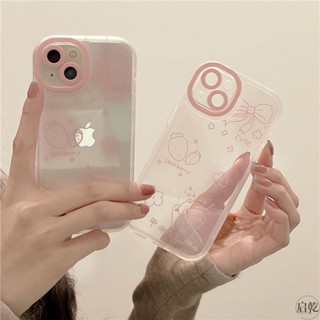 INS Light Pink Graffiti Strawberry Bear Phone Case For Iphone 13promax Phone Case For Iphone12 All-Inclusive 11 Transparent X