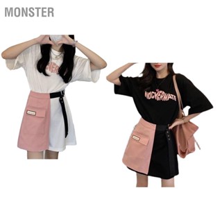 MONSTER ชุดมินิเสื้อยืดชุดกระโปรงยอดนิยมสบาย ๆ สบาย สำหรับออกเดทช้อปปิ้งสวมใส่ทุกวัน