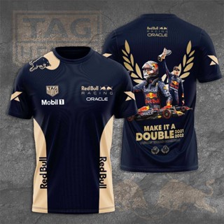 เสื้อยืดแขนสั้นลําลอง ขนาดใหญ่ พิมพ์ลาย Oracle Red Bull Training Tshirt Max Verstappen F1 สําหรับผู้ชาย