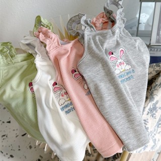 เสื้อยืดเด็กผู้หญิง เสื้อกั๊ก Halter สีลูกกวาด แฟชั่นการ์ตูน SJ4495