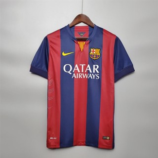 เสื้อกีฬาแขนสั้น ลายทีมชาติฟุตบอล Barcelona 14-15 ชุดเหย้า สไตล์วินเทจ