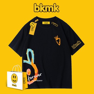 Bkmk เสื้อยืดแขนสั้น ผ้าฝ้ายแท้ พิมพ์ลายการ์ตูนกระต่าย ทรงหลวม โอเวอร์ไซซ์ แฟชั่นคู่รัก สําหรับผู้หญิง