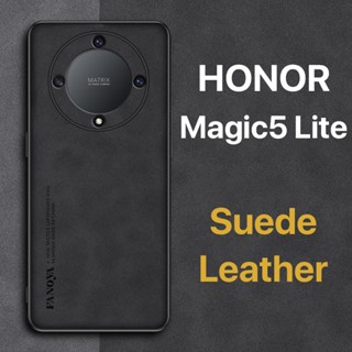 หนังกลับ เคส Honor Magic5 Lite สัมผัสสบาย ป้องกันลายนิ้วมือ ปุ่มกดกันกระแทก ป้องกันกล้อง ป้องกันหน้าจอ กันกระแทกขอบ TPU นุ่ม magic 5