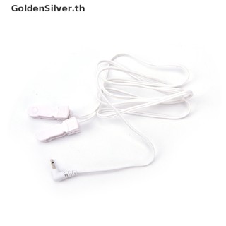 Goldensilver สายอิเล็กโทรด สีเงิน พร้อมคลิปหนีบหู 2 ชิ้น สําหรับเครื่องนวดบําบัด 2.5 มม. TH