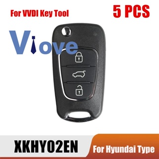 รีโมตกุญแจรถยนต์ 3 ปุ่ม สําหรับ Xhorse XKHY02EN Hyundai Type VVDI 5 ชิ้น ต่อล็อต