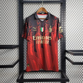 เสื้อกีฬาแขนสั้น พิมพ์ลาย AC Milan Jersey Fans Issue 23 24 Special Edition สีแดง
