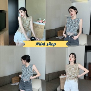 Mini shop🌸พร้อมส่ง🌸 (M5705) เสื้อกล้ามไหมพรม ดีเทลปลายปล่อนระบาย  มี4สีให้เลือกเก๋ๆ