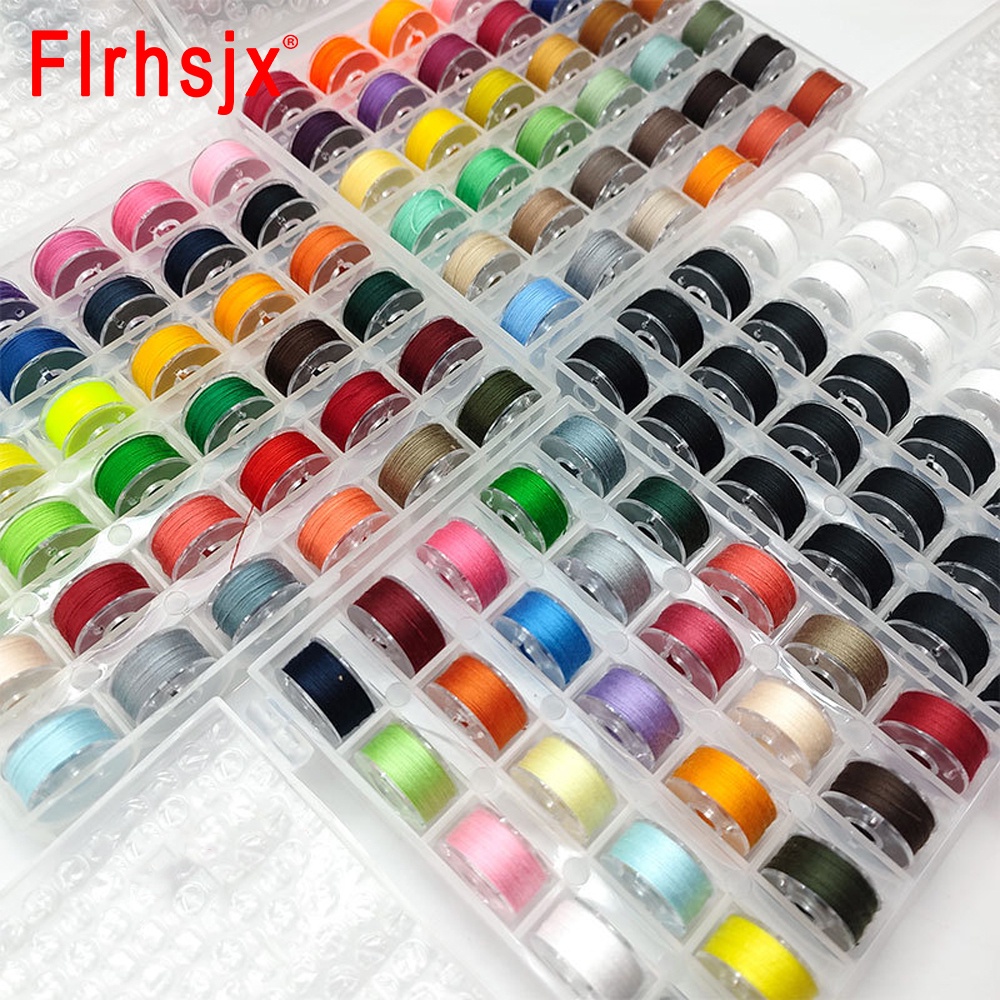 กระสวยด้ายโพลีเอสเตอร์ หลากสี พร้อมกล่องเก็บ สําหรับเย็บผ้า 25-72 ชิ้น