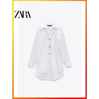 Zara เสื้อเชิ้ตแขนยาว ทรงหลวม แต่งกระดุม สีทอง แฟชั่นฤดูใบไม้ผลิ สําหรับผู้หญิง 2481920250