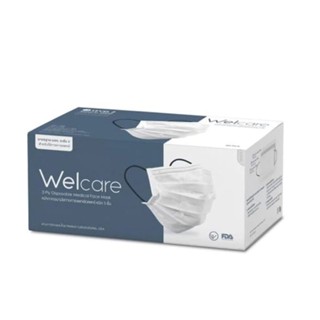 แมส Welcare หน้ากากอนามัย เวลแคร์ สีขาว 50 ชิ้น/กล่อง (สีขาว)